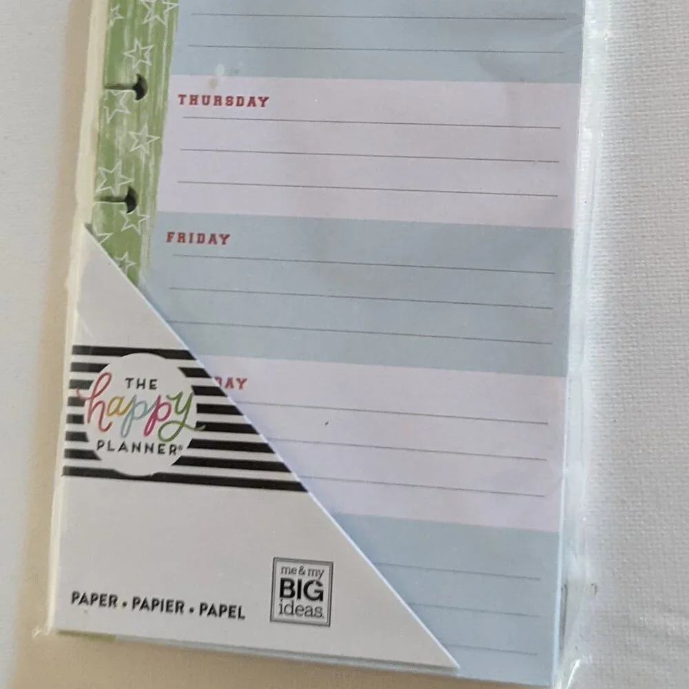 NWT Happy Planner All Star Schedule 60 pg Classic Half Sheet Weekly Filler Paper